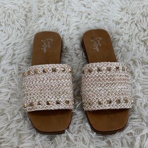 Crown Vintage Cream and Tan Woven Sandals